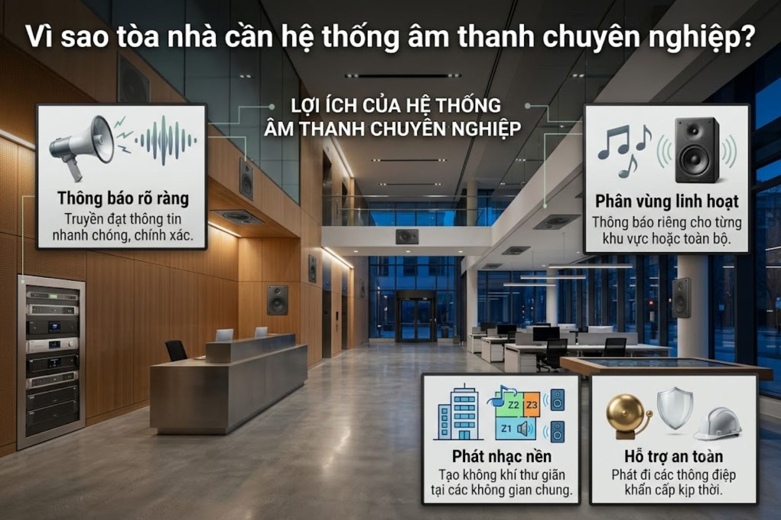 vì sao tòa nhà cần hệ thống âm thanh chuyên nghiệp