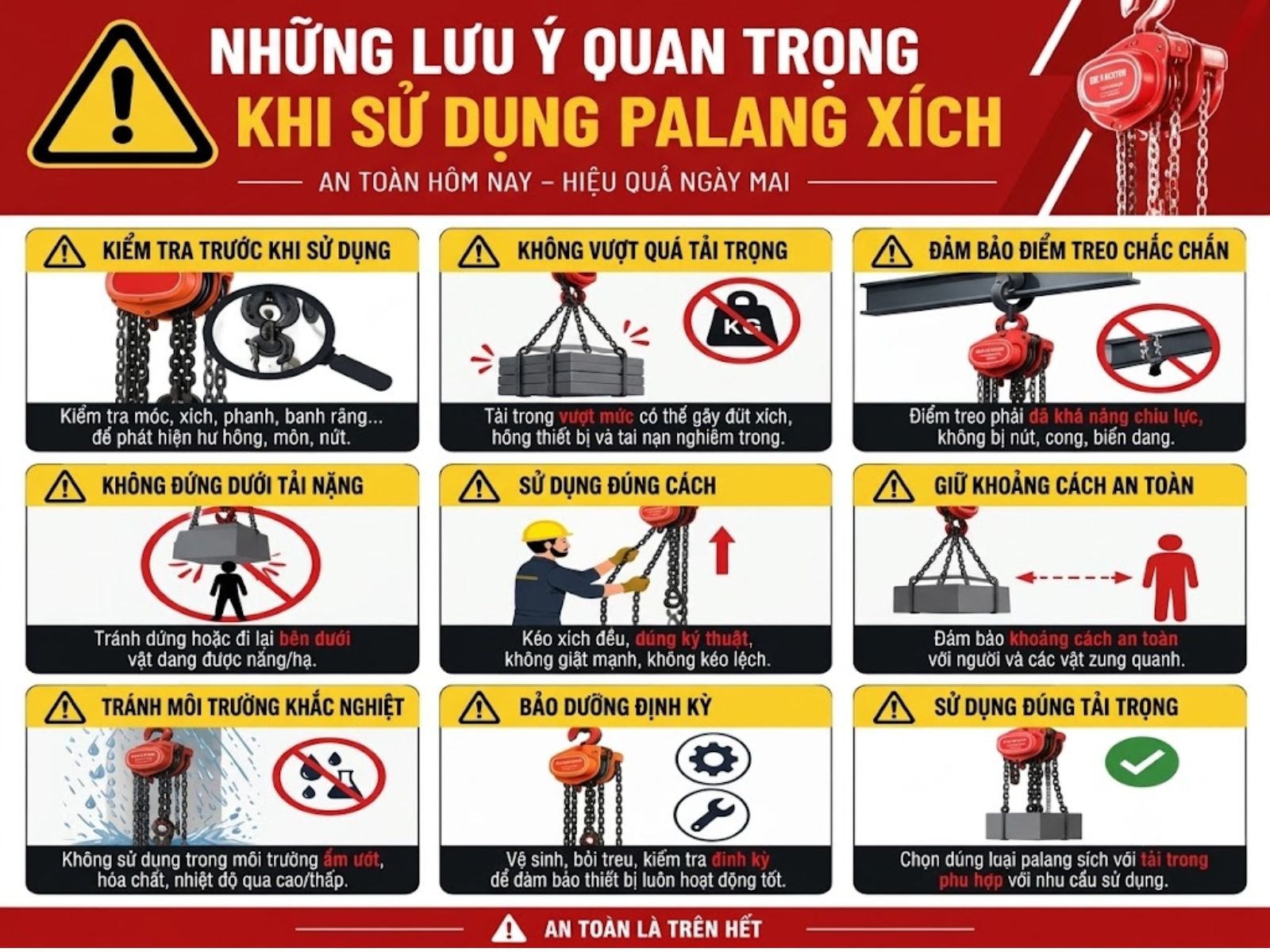 những lưu ý khi sử dụng palang xích
