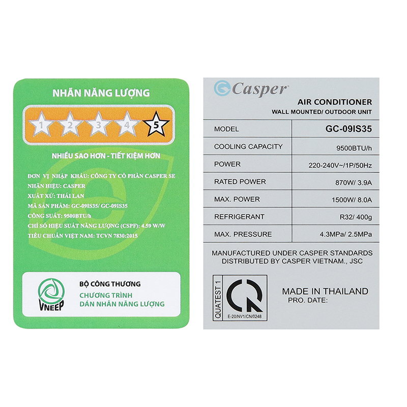 Máy lạnh Casper Inverter 1 HP GC-09IS35