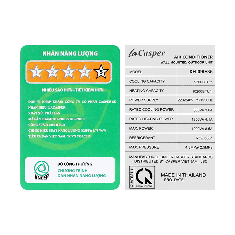 Máy lạnh hai chiều Inverter 1 HP Casper XH-09IF35 