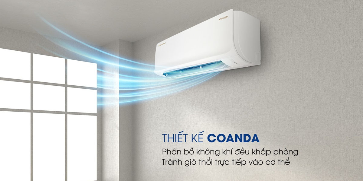 Máy lạnh FTHF25VAVMV có thiết kế Coanda an toàn cho sức khỏe