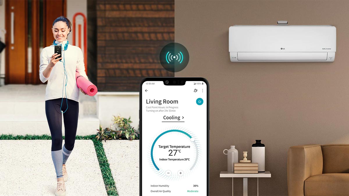 Máy lạnh LG có hỗ trợ chức năng kết nối Wi-Fi tiện dụng, dễ dàng quan sát các hoạt động