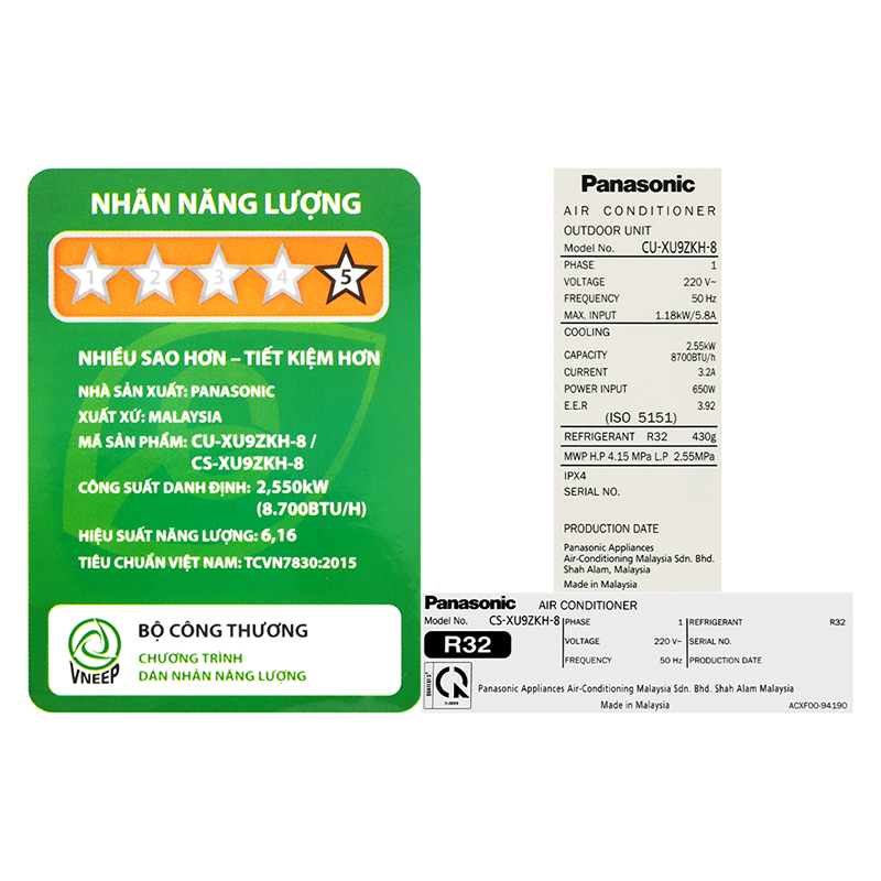 Máy lạnh Panasonic Inverter 1 HP CU/CS-XU9ZKH-8