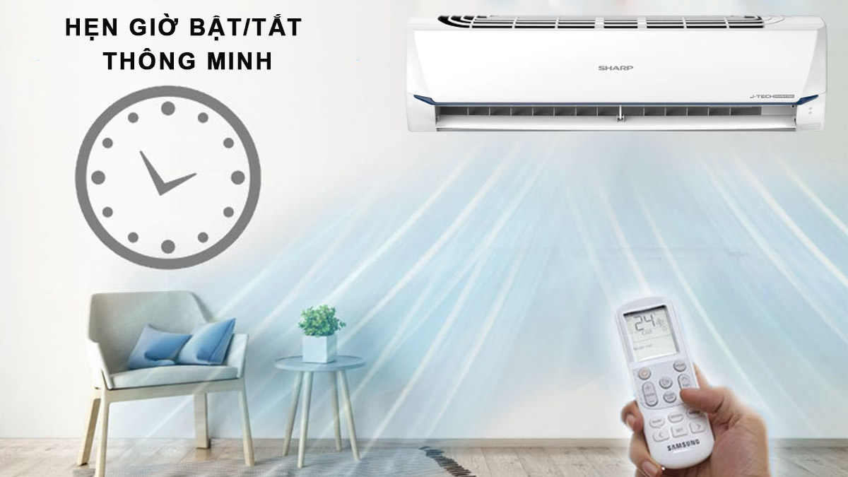 Chế độ hẹn giờ bật/tắt tự động của Máy lạnh Sharp Inverter 1 HP